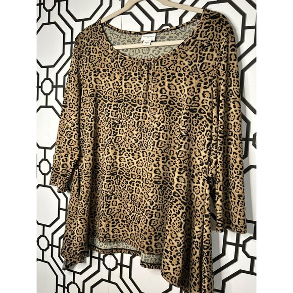 Jaclyn Smith Ladies Leopard Flowy Gorgeous Stylish 3/4 Sleeve Blouse SZ Large - Picture 4 of 8